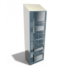 Pharmaceutical cabinet with shelves on a plinth