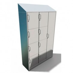 Pharmaceutical cabinet with cells on a base with doors	