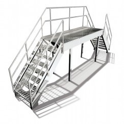 Chemical reactor maintenance platform with double staircase